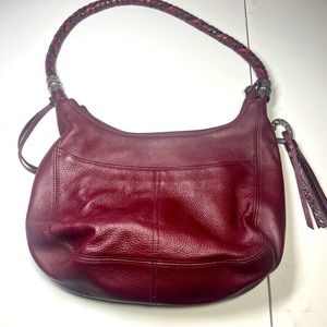 Brighton Barbados Raspberry Ziptop Hobo Pebbled Leather Handbag Purse